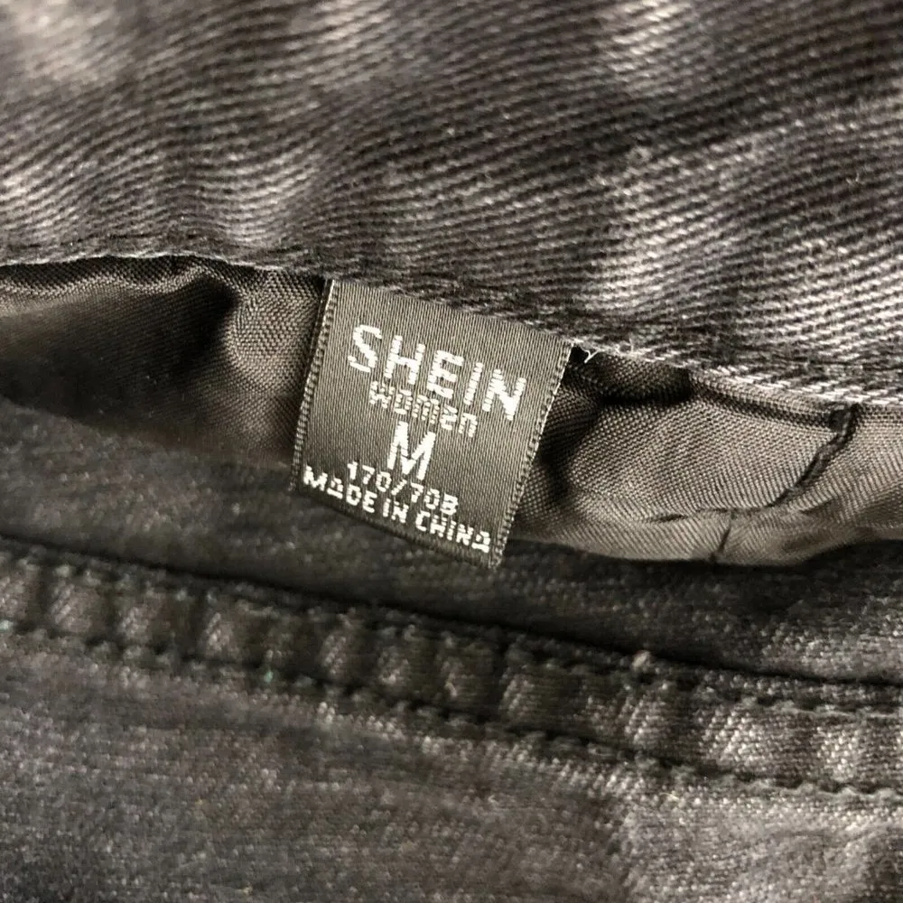 Shein Womens Jeans Hi-Rise Tapered Mom Acid Wash Black Size M - Image 4