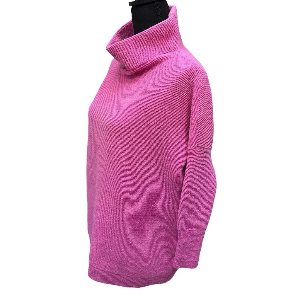 Free People Women's Small Ottoman Slouchy Tunic Cowl Neck Sweater in‎ Hot Pink - Image 3