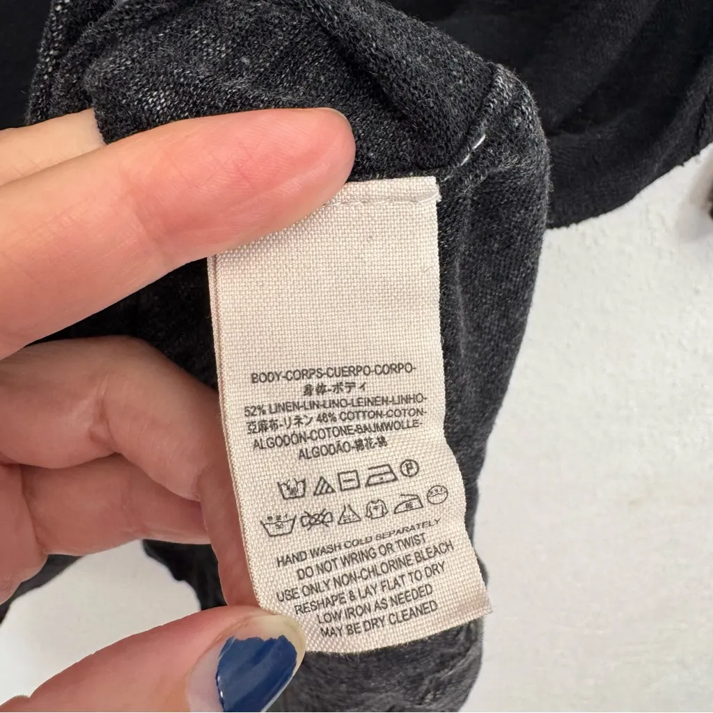 Free People We the Free Head In The Clouds Linen Blend Tee Black Size Small - Image 9