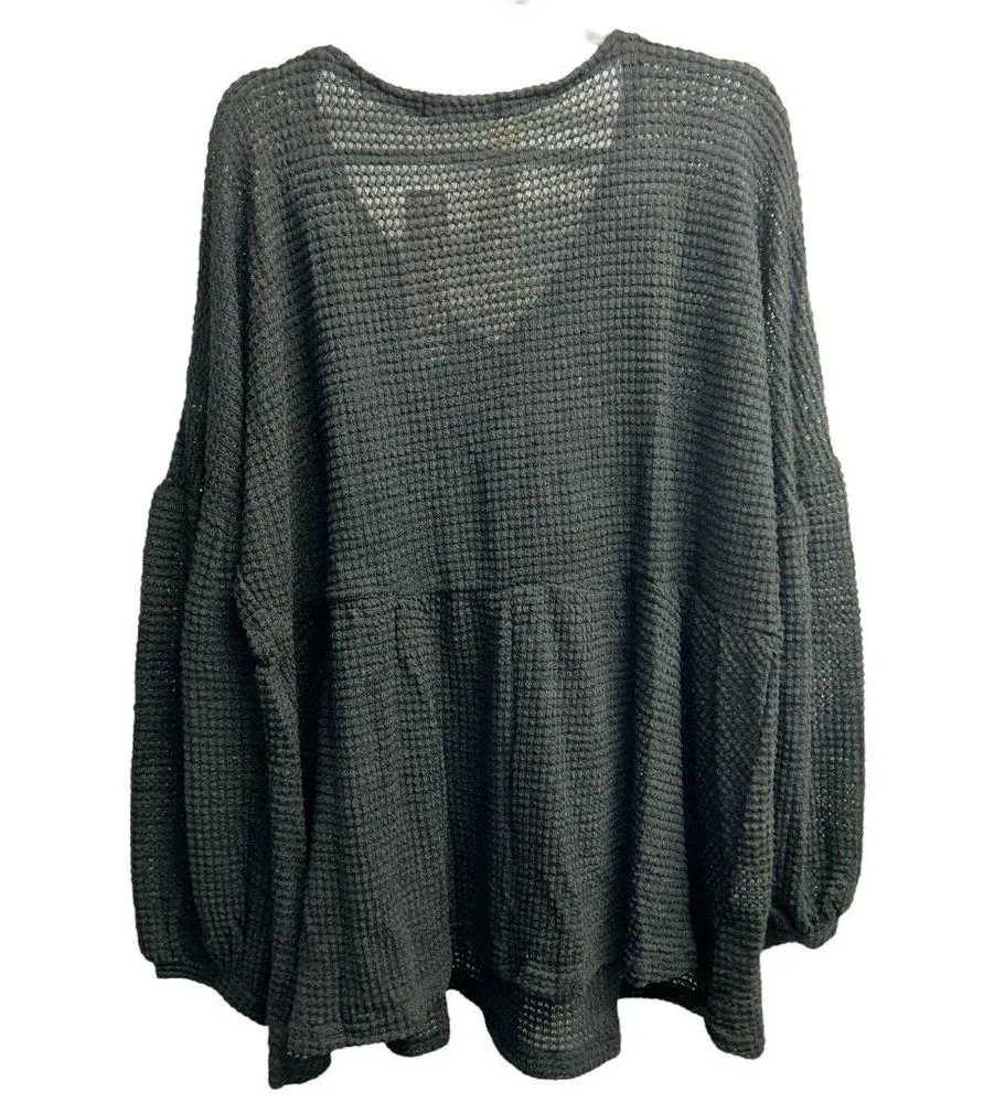 BLOOMCHIC Black Waffle Knit Loose Fit Top Size 18/20 - Image 2