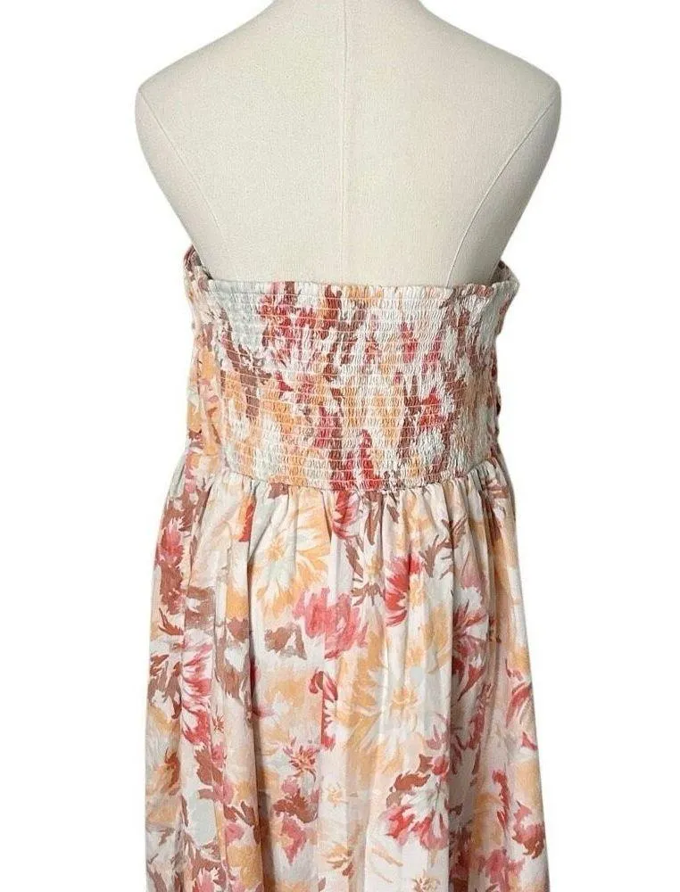 Abercrombie & Fitch Poplin Strapless Midi Dress Floral Size XL - Image 4