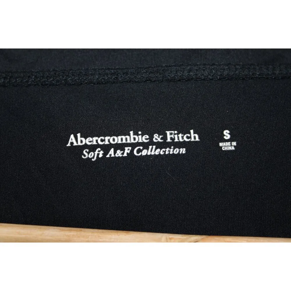 Women's Abercrombie & Fitch Soft AF Black Nylon Long Sleeve V-Neck Bodysuit Sz S - Image 3