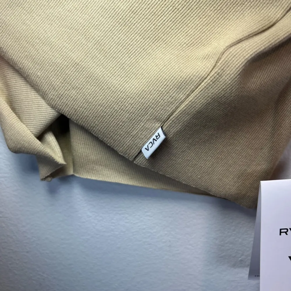 RVCA Haru Slide Graphic Tank Top Tan Ribbed Stretch Cropped NEW Women's Sz Large - Image 10