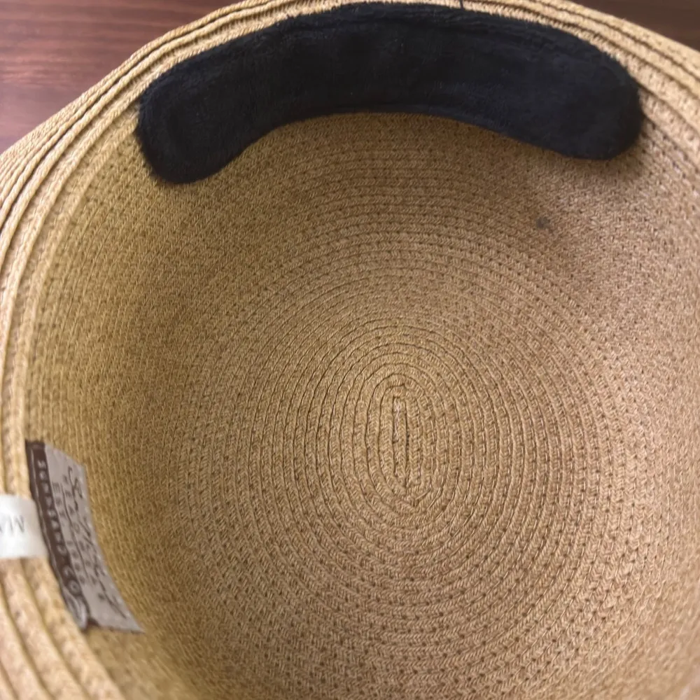 Sun N Sand Straw Sun Hat Womens Black Ribbon Trim Summer Beach Vacation Travel Tan - Image 5
