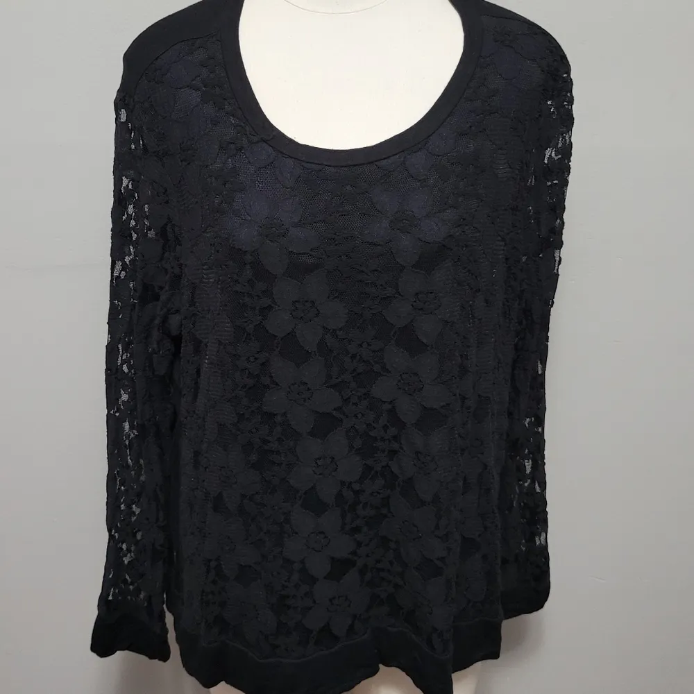 Adrianna Papell floral lace sweatshirt size xl - Image 2