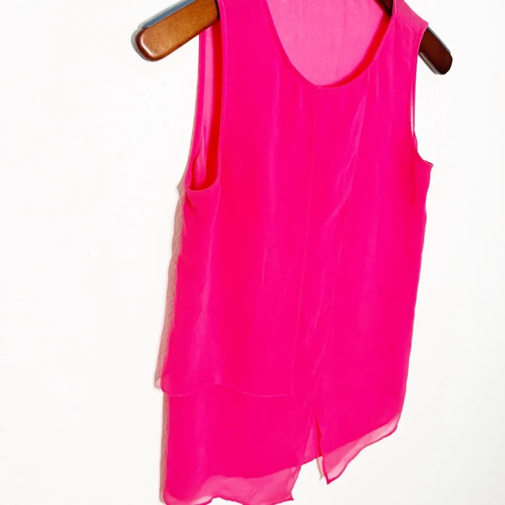 Zara Basic asymmetrical sleeveless chiffon hot pink blouse top size small - Image 5