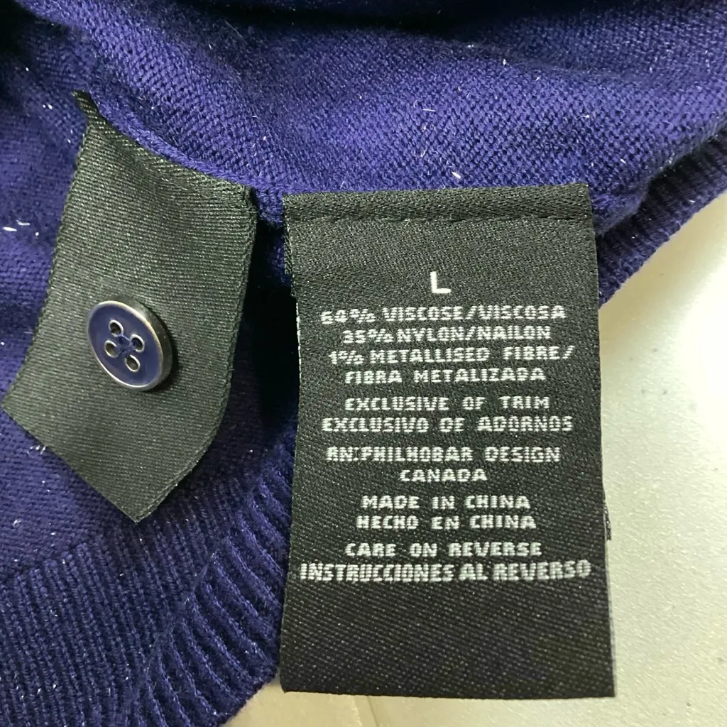 Nicole Miller Original Front Button Close Cardigan Cobalt Blue Metallic Yarn - Image 8