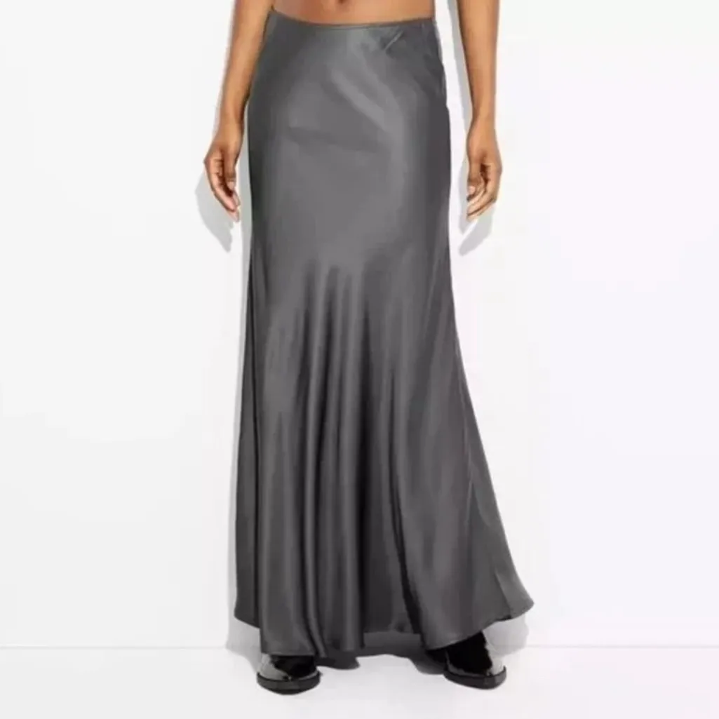 Wild Fable Satin Trumpet Maxi Skirt in Slate Gray S - Image 2
