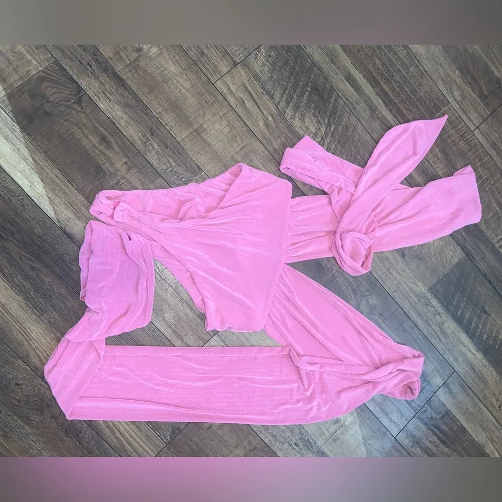 Nwot showpo Australia wrap around pink ribbed bodysuit 6 70$ boho revolve spring - Image 2