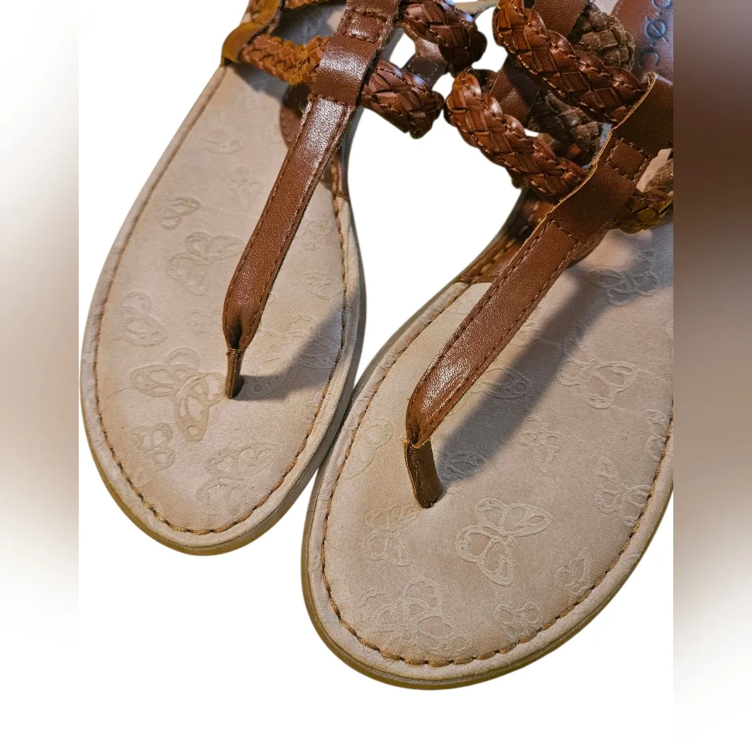 b.o.c. born concept Braided Thong Style Slingback Sandals Women's 11 M Brown - Image 4