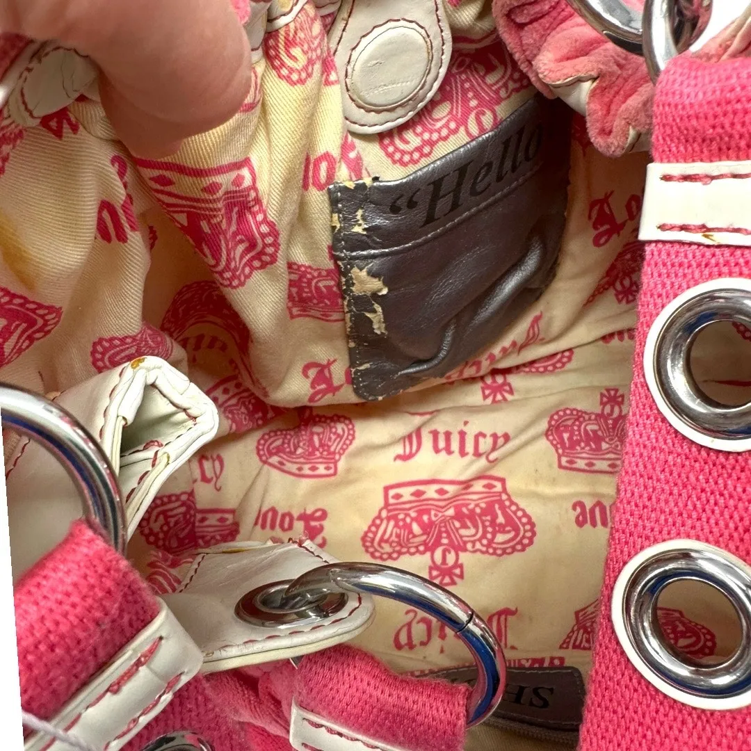 Juicy Couture Pink Suede Shoulder Bag with Charm – Vintage Y2K Logo Purse - Image 10