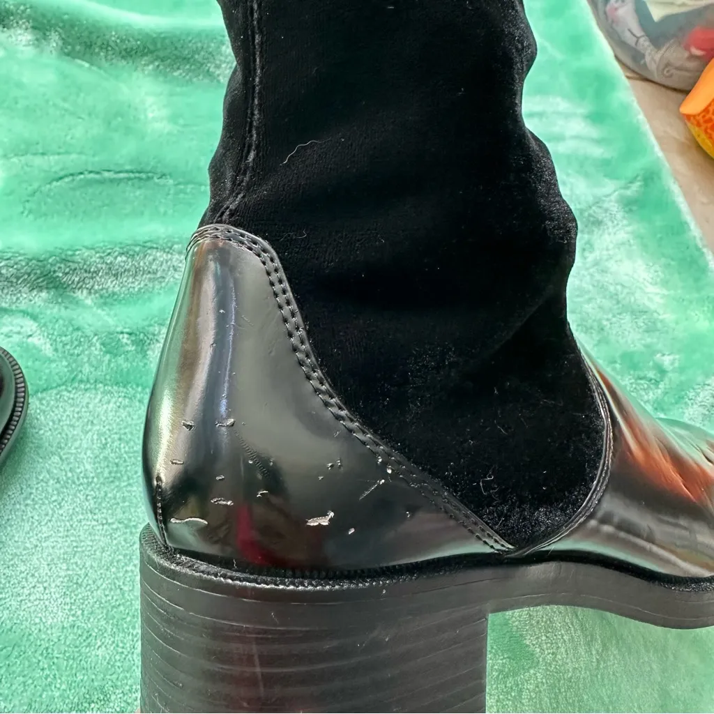 Zara Basic Collection Contrast Velvet Ankle Boots in Black Size EU 40 - Image 7