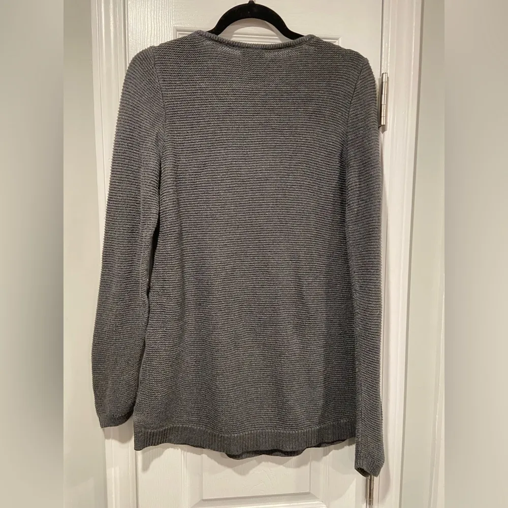 Talbots Size S Gray Cable Knit Crew Neck Pullover Cotton Blend Tunic Sweater - Image 6