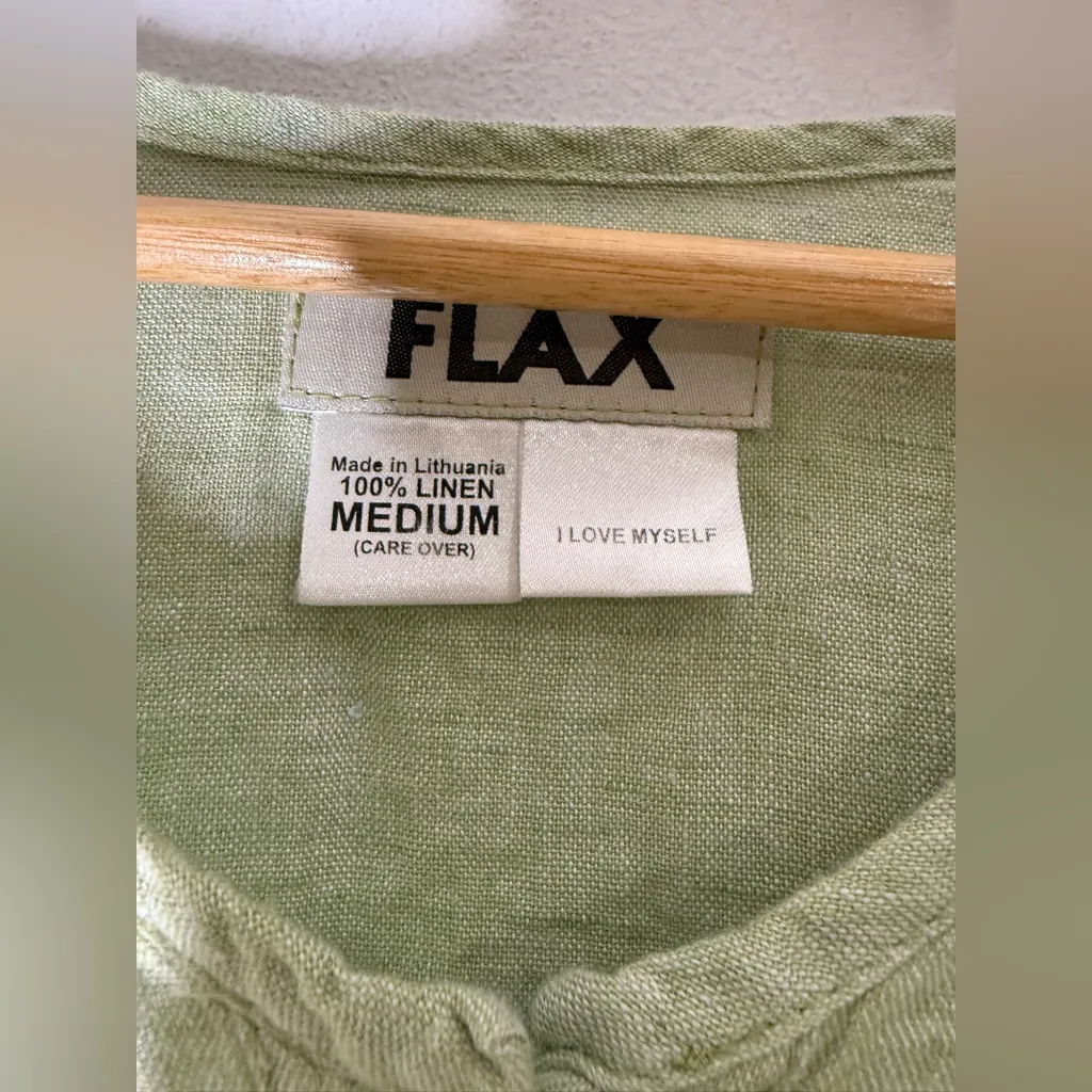 Flax green‎ button down tunic linen top medium - Image 3
