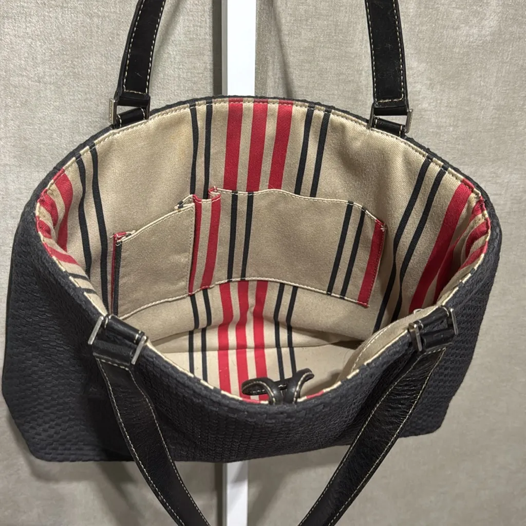 Kate Spade Black Woven Tote Shoulder Bag - Image 6