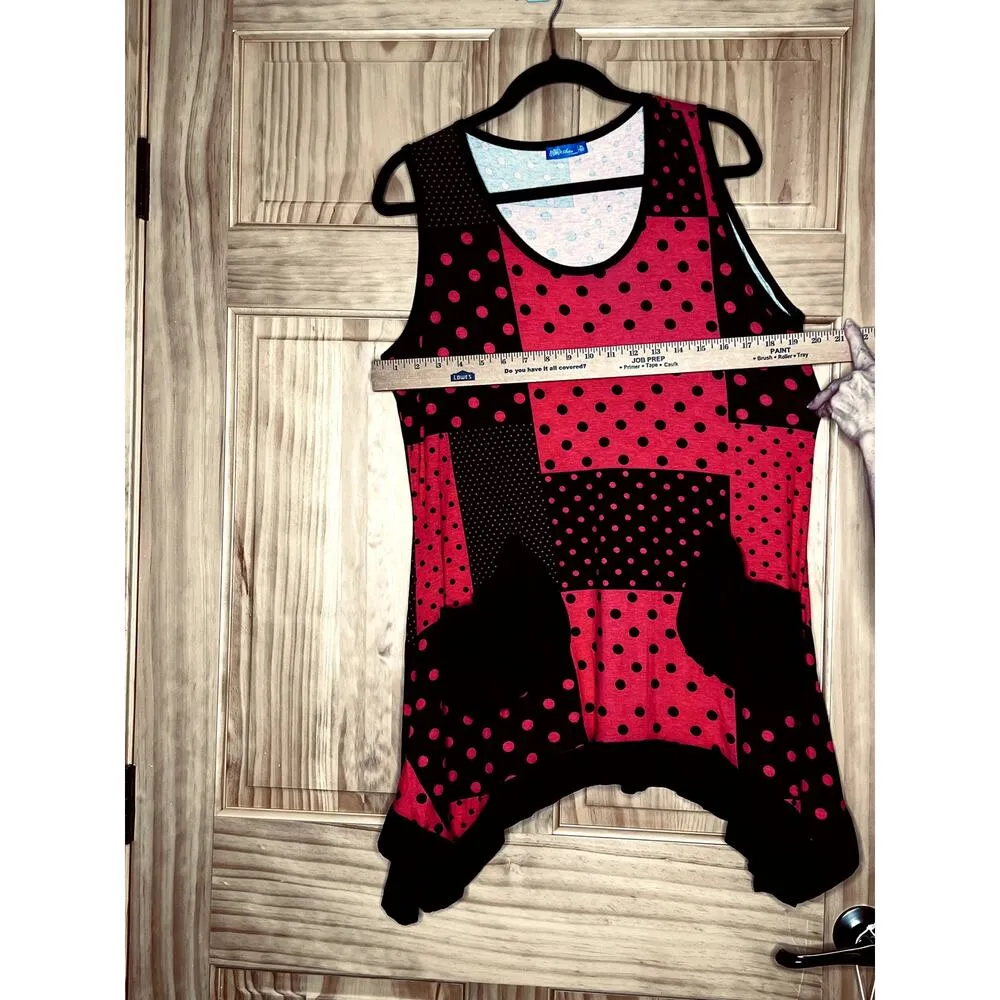 Aster womens size XL top red/black polk - Image 3