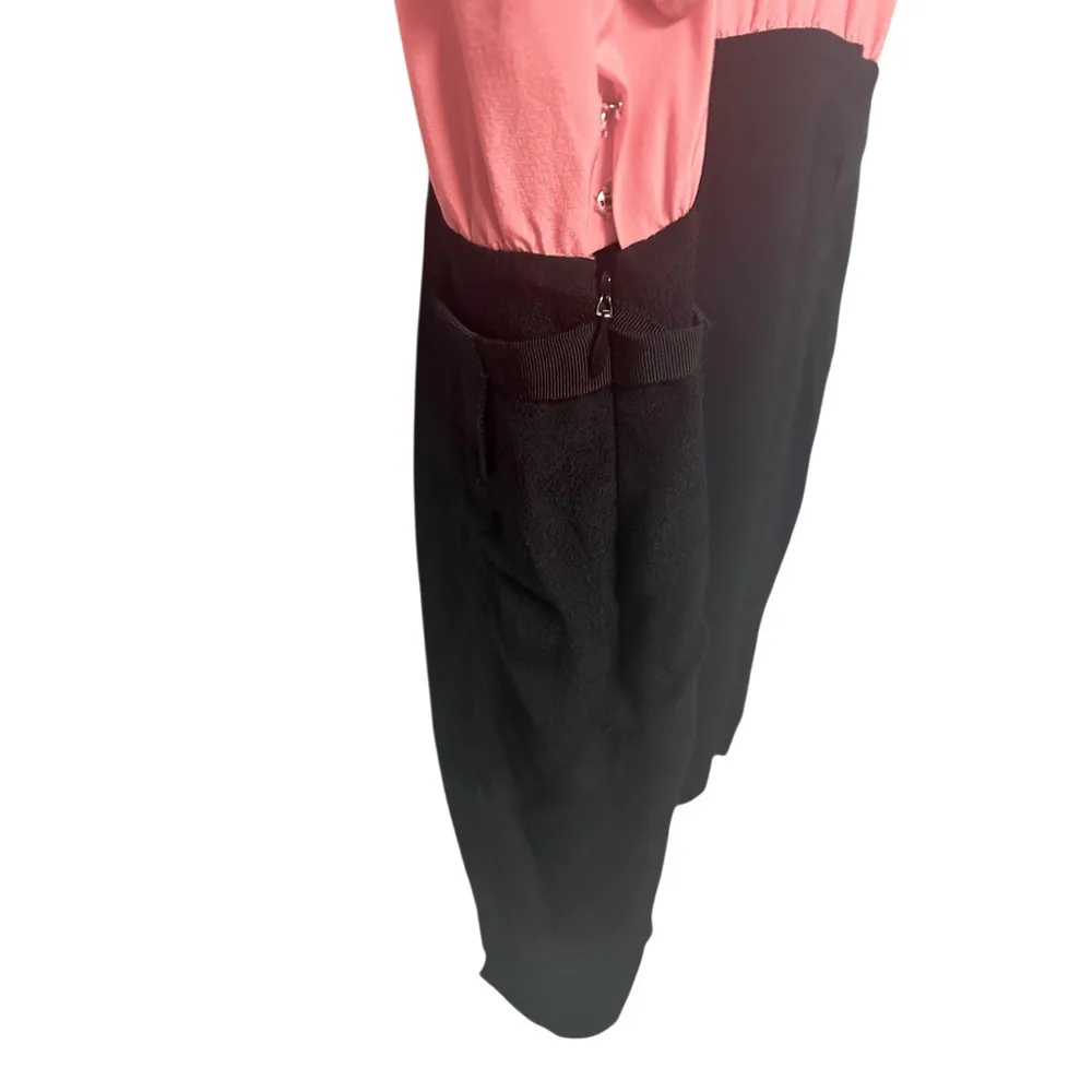 DIANE VON FURSTENBERG TWO-TONE COLORBLOCK PINK ROSE CORAL BLACK SLEEVELESS DRESS - Image 11