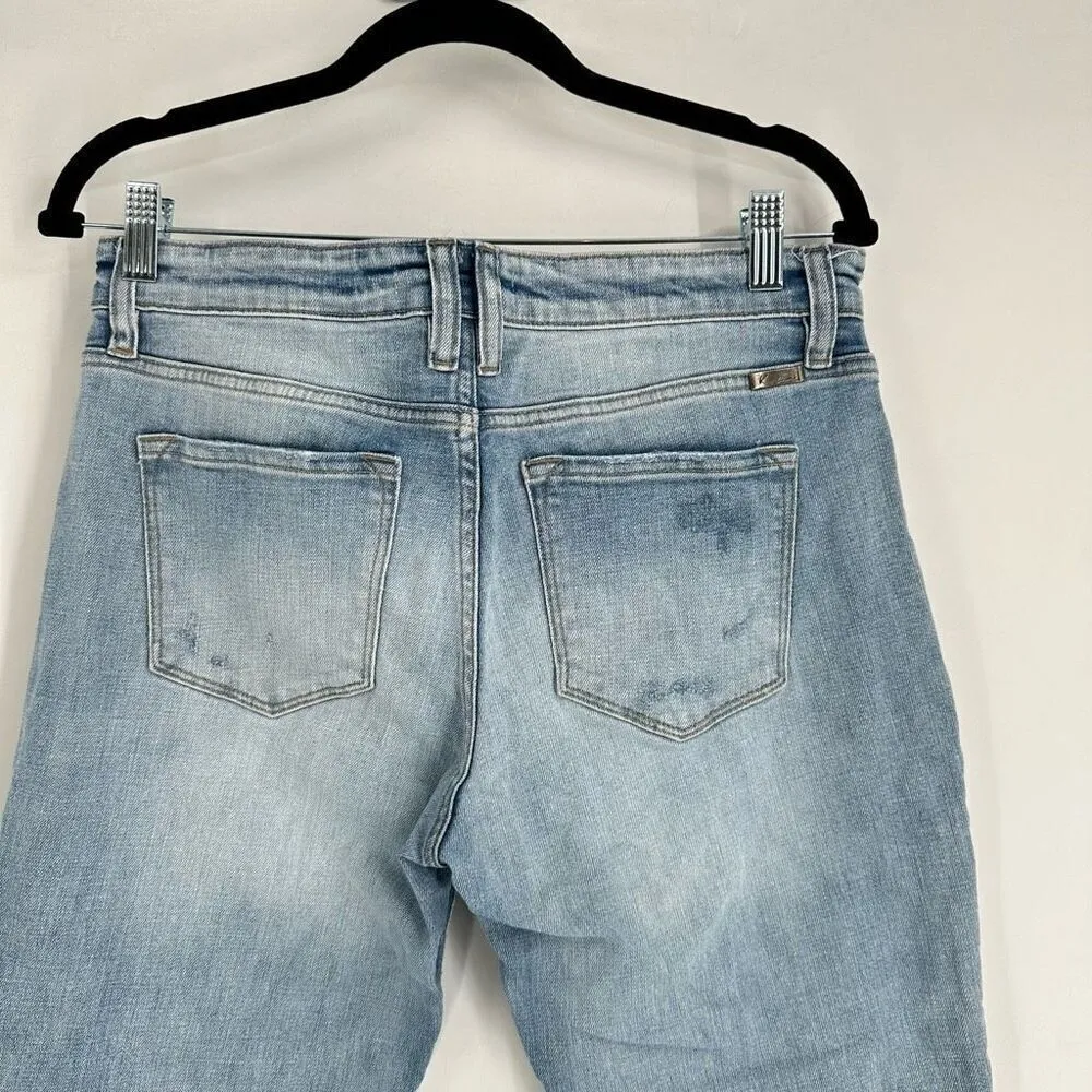 KanCan Women's Distressed Cuffed Boyfriend Jeans Blue Denim Light Wash Size 7/27 - Image 4