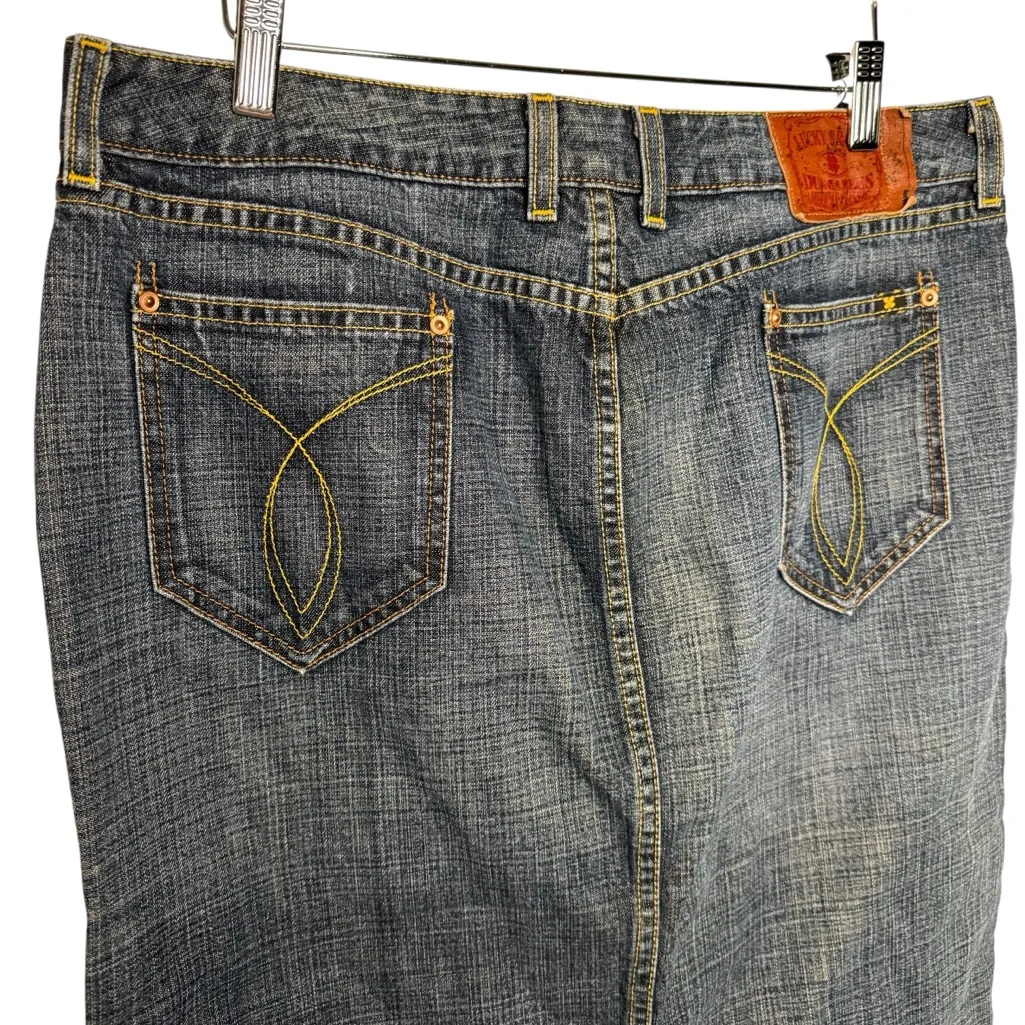 LUCKY BRAND VINTAGE DENIM MIDI SKIRT Y2K 2000’s SZ 14/32 Blue - Image 10