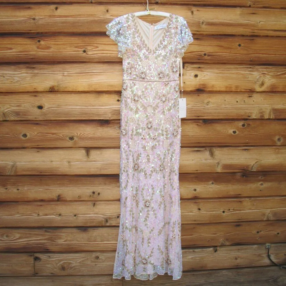 Mac Duggal 10772 Womens Embellished Ruffle Cap Sleeve  V Neck Gown - Image 7