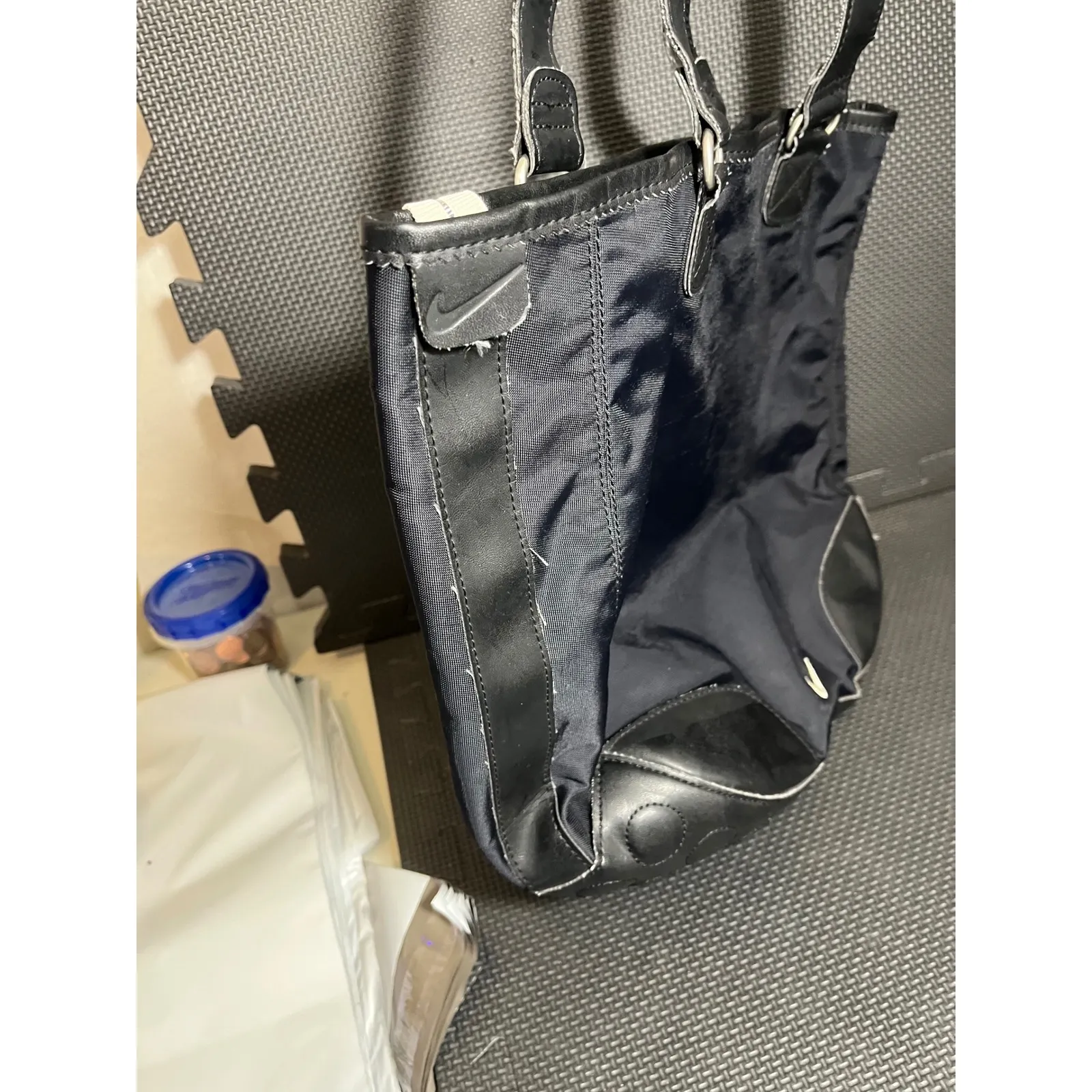 Vintage Y2K Retro Nike Tote Shoulder Bag Black Navy Womens Gym Athletic - Image 3