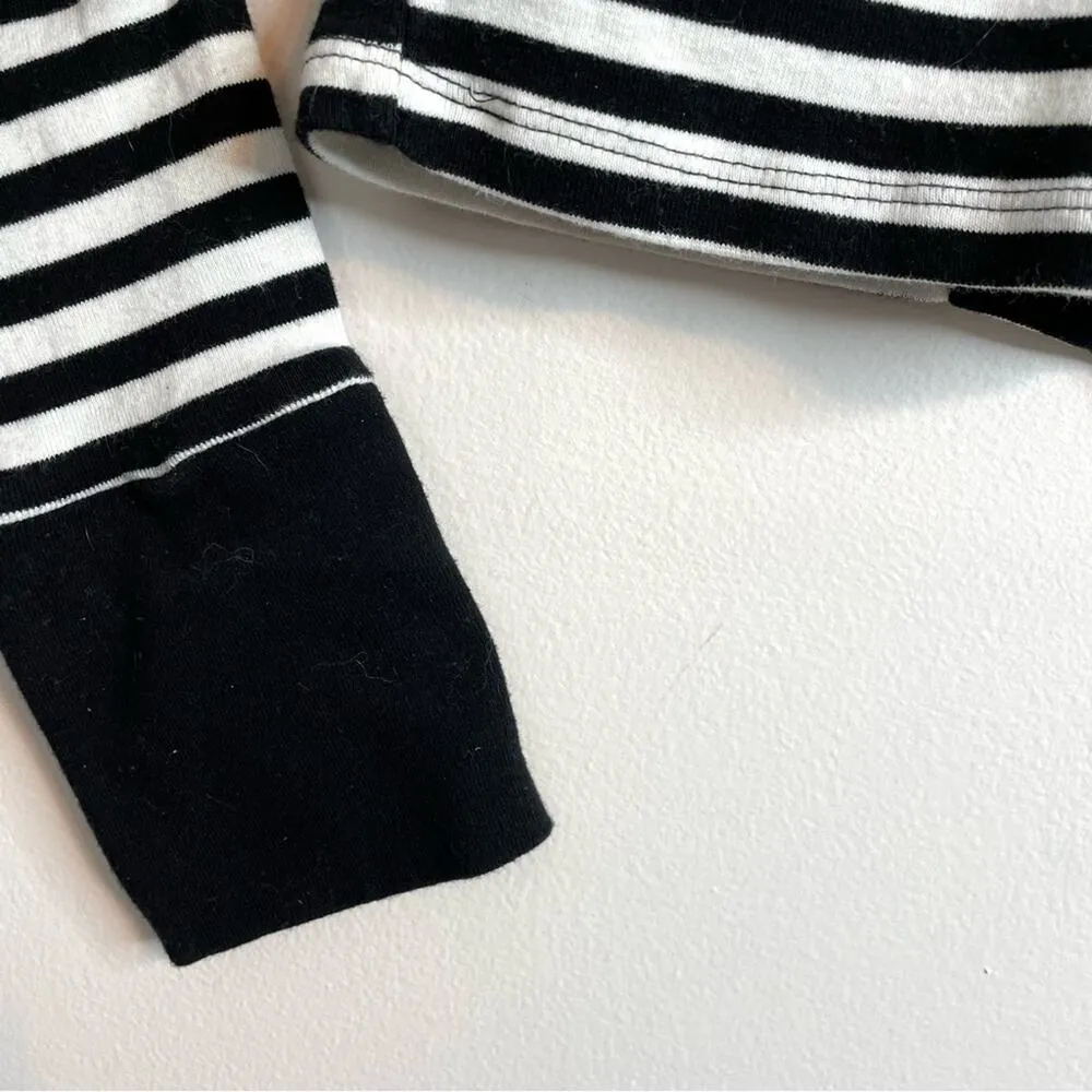 Black Stripe Heart Mock neck long sleeve cropped crop top tee shirt S - Image 6