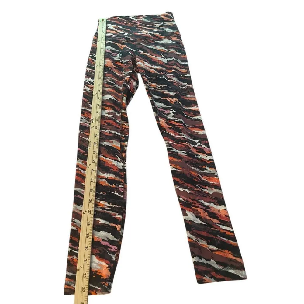 Lululemon High Rise Align Tiger Tide Leggings Red/ Orange/Multi/Stripe Size 4 Red - Image 2