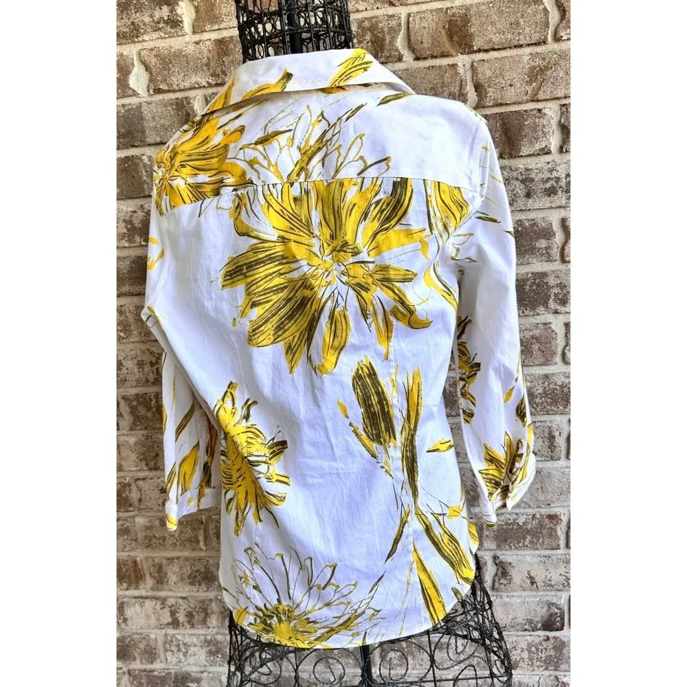Paperwhite Floral Shirt Size 10 Tailored Blouse Nordstrom Pop Art Decor … White - Image 4