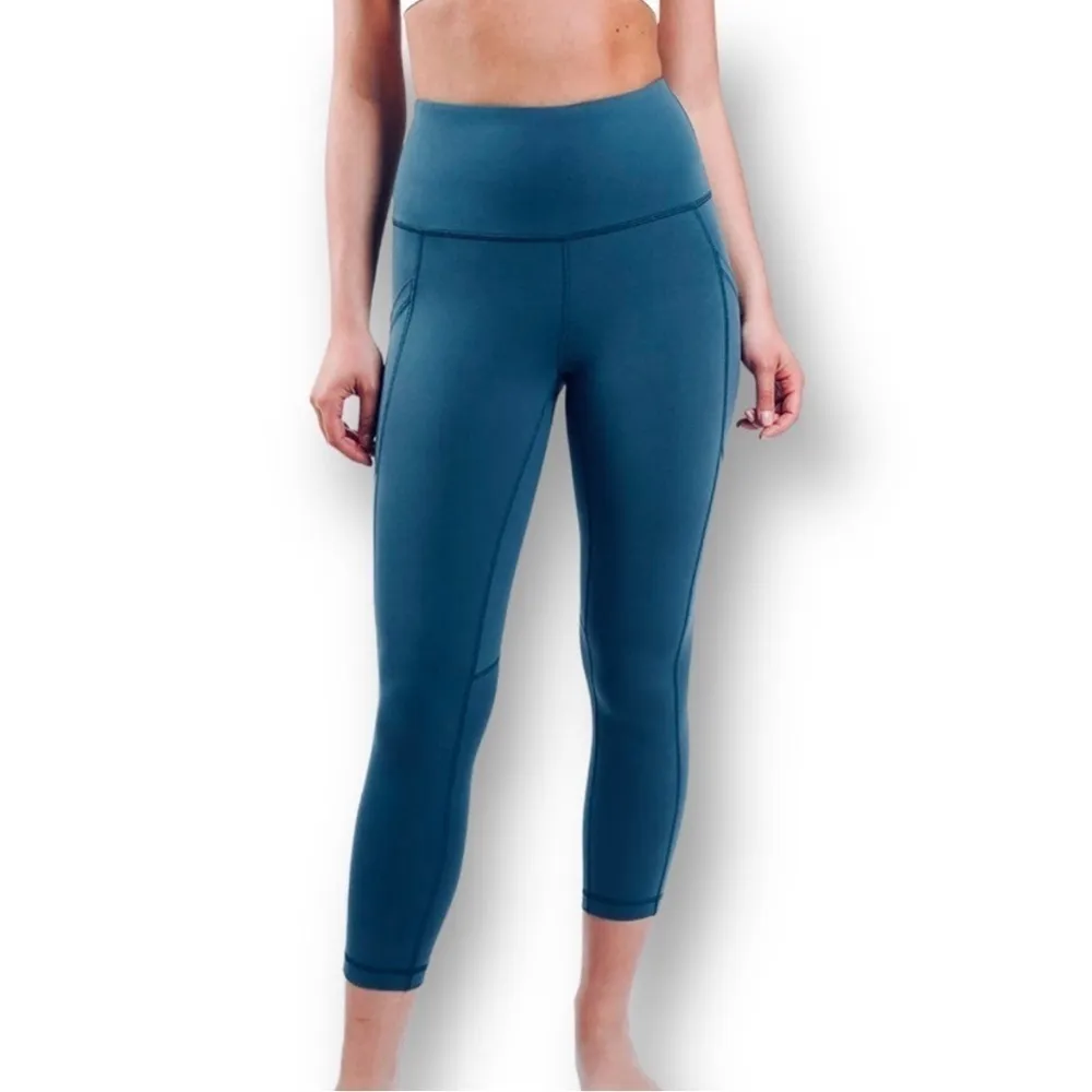 𝅺YOGALICIOUS crop Leggings yoga XSmall blue teal Activewear pants NEW - Image 6