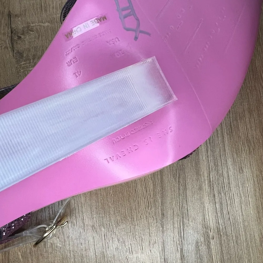 She Is Cheval “Did My Heart Love, ‘Til Now?” Limited Edition Sparkle Pink Wedge Size 10 - Image 12