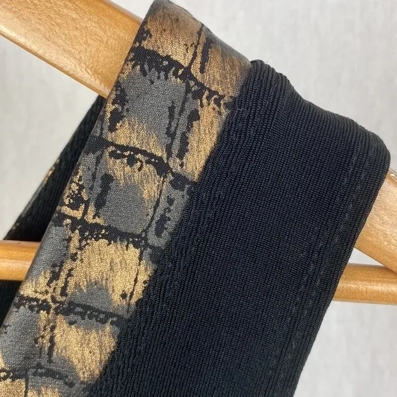 Chico’s Travelers Black Print Neck Sleeveless Ribbed Woven Tank Top 1 M - Image 4