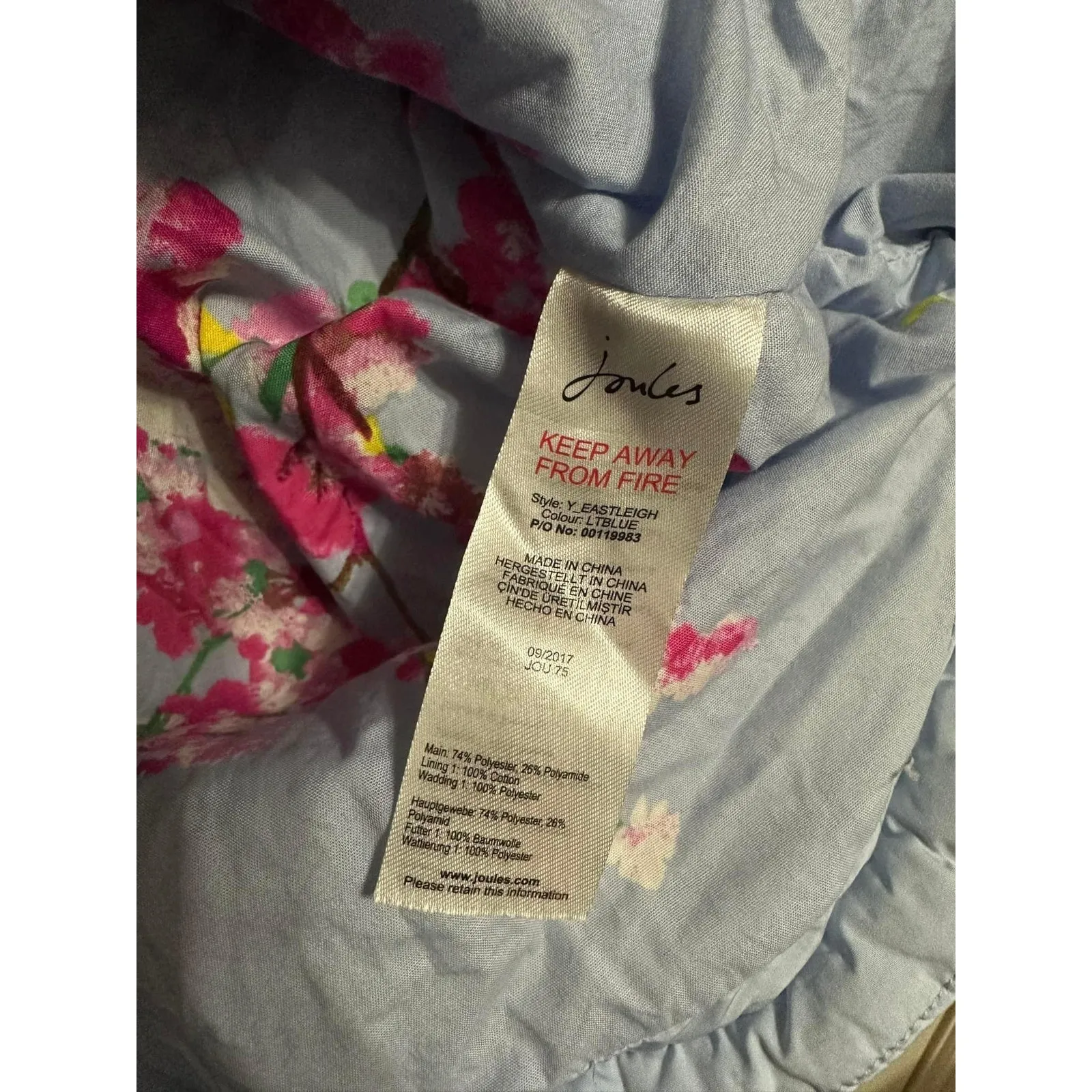 Joules Women's Eastleigh Padded Lined Front Zip Light Blue Vest Jacket‎ Size 6 - Image 4