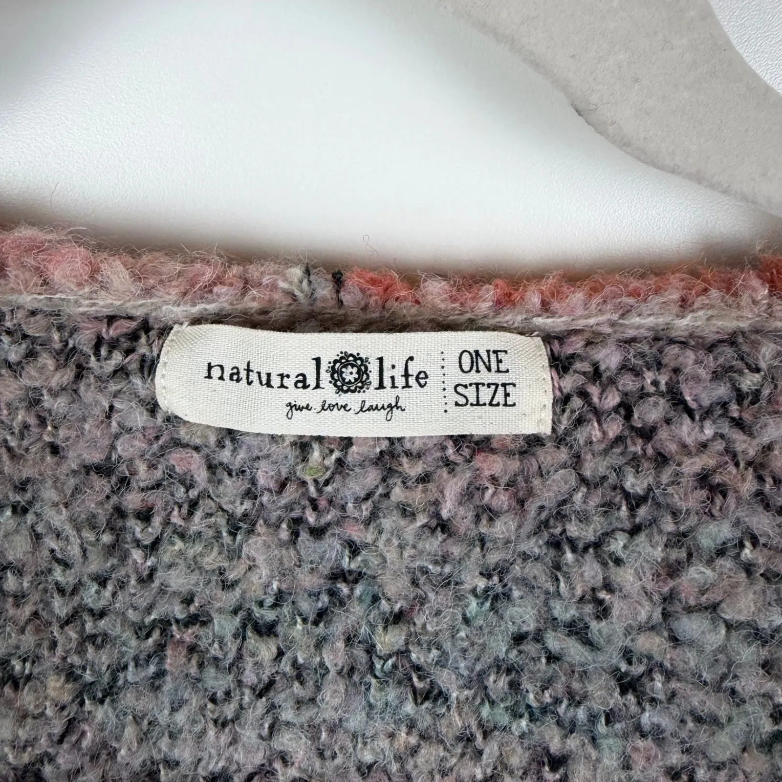 Natural Life Hooded Open Front Ombre Striped Vest Cardigan Sweater O/S Cottage - Image 6