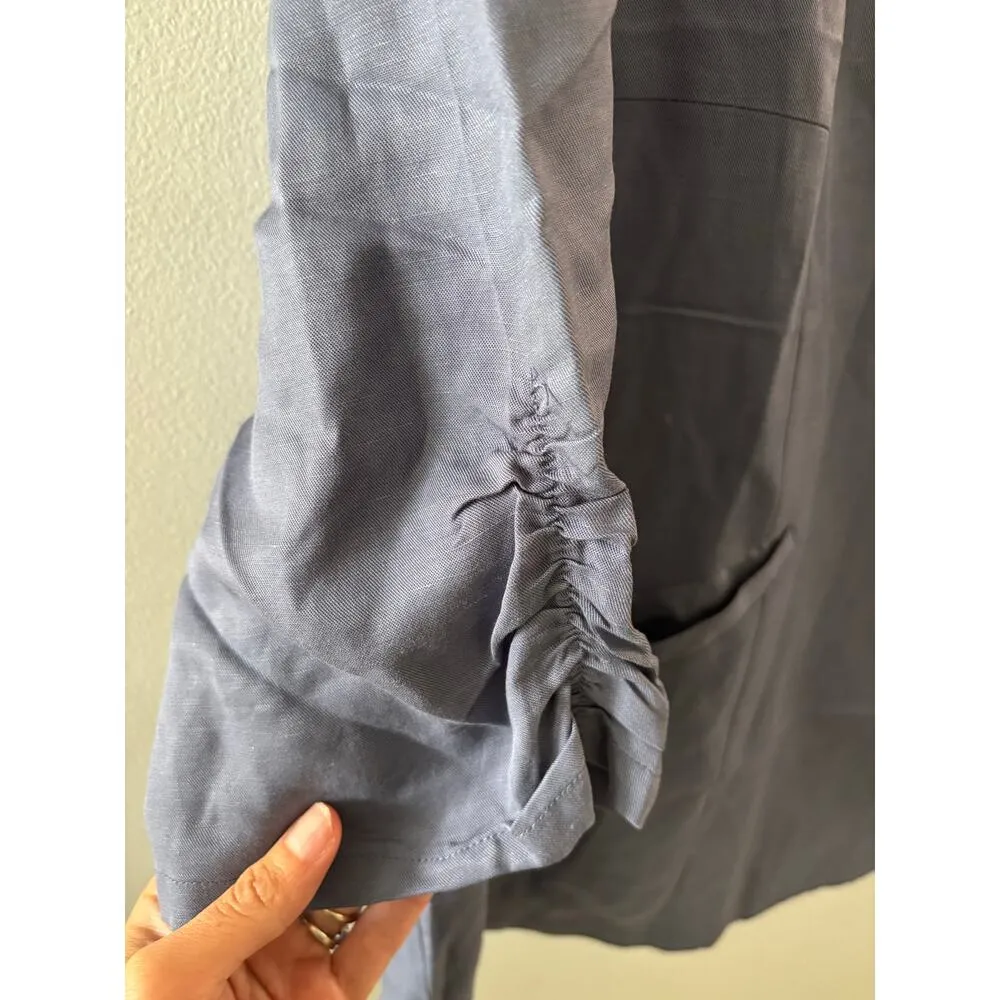 Torrid Womens Linen Blazer Size 4X Blue 3/4 Sleeves Office Preppy Academia - Image 3