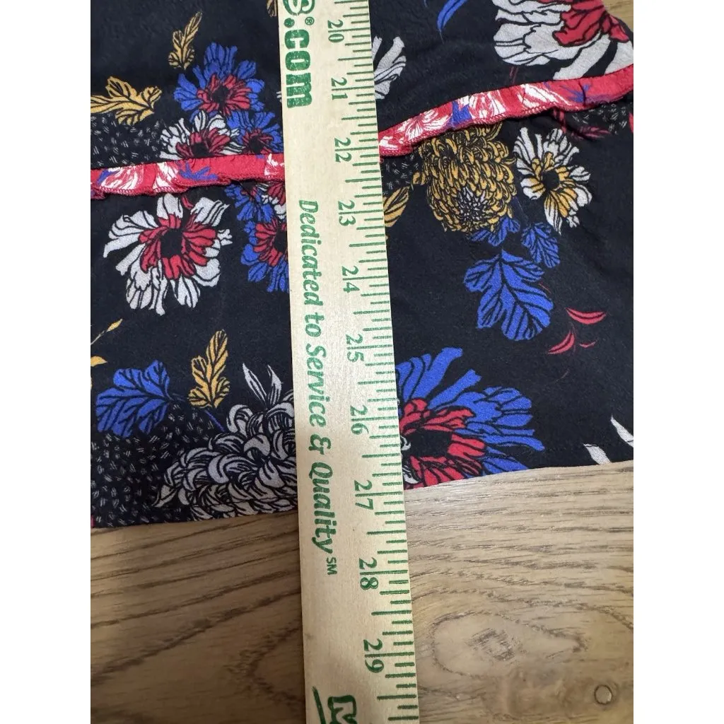 Anthropologie Dolan Women Shirt Medium Ruffle Floral‎ Red Romantic Tiered Boho - Image 5