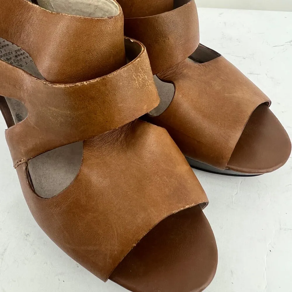 MRKT Cleo Womens US 7 Whiskey Brown Leather Wedge Ankle Boot Booties Shoes - Image 3