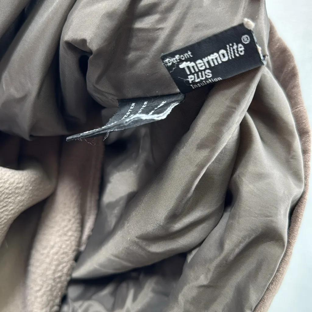 Bromley Sport Women's brown faux suede removable fleece liner hooded coat L Size L - Image 14