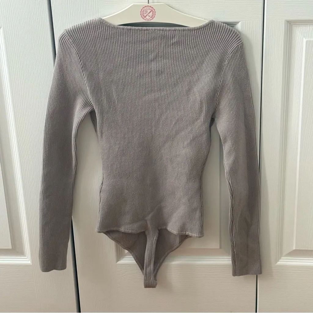 Abercrombie & Fitch Sweetheart Neckline Knit Sweater Bodysuit - Image 3