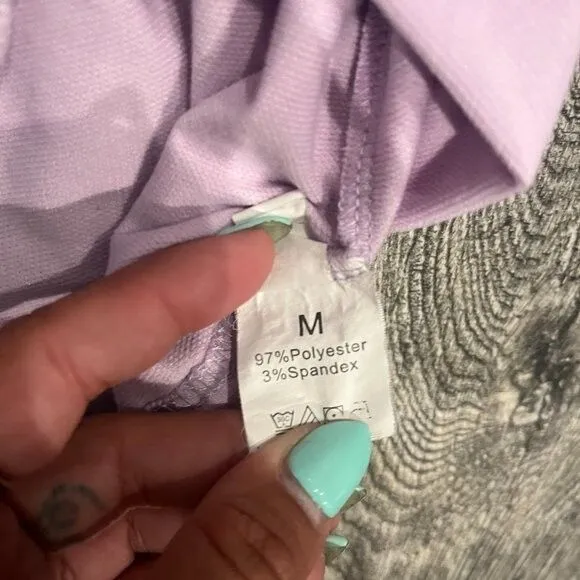 Womens Purple Cropped Sweatshirt Hoodie Size Medium Long Sleeves Hooded - Image 3