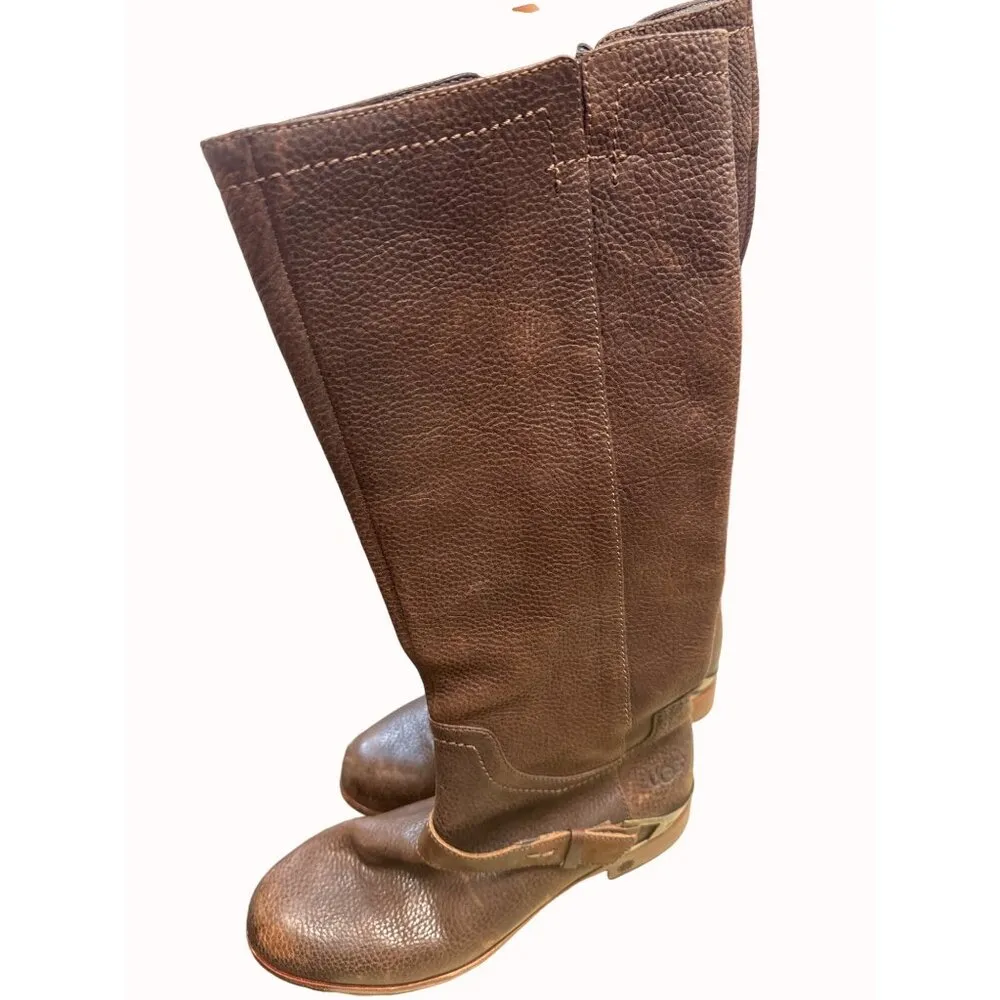 UGG women’s leather sheepskin brown mid calf boots shoes size 6 SKU 5035 - Image 2