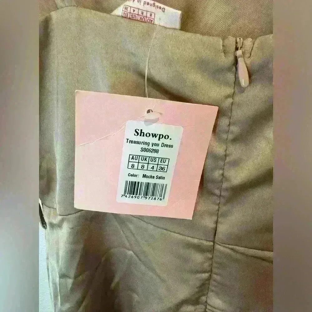 Showpo. NWT Women’s TREASURING YOU WRAP MIDI DRESS IN MOCHA SATIN‎ Size 8 - Image 9