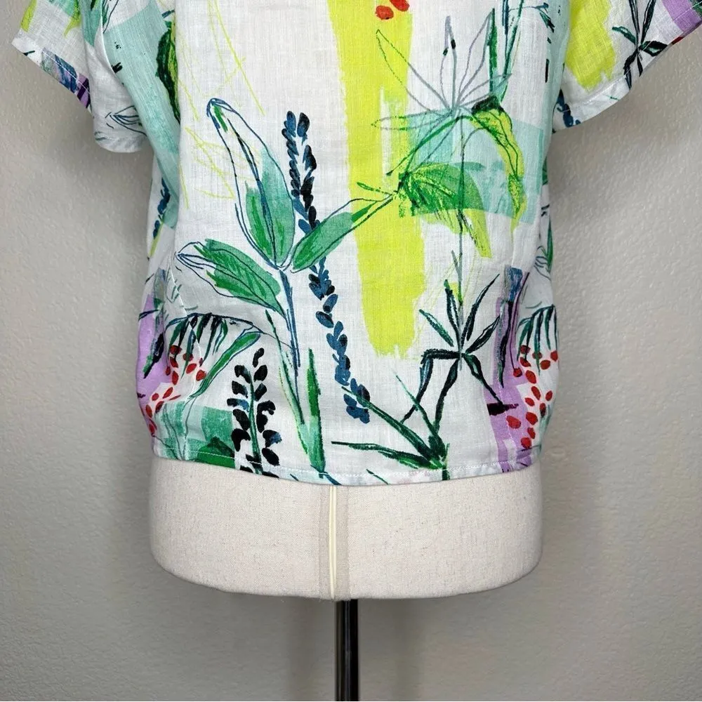 NWOT Sigrid Olsen 100% Linen Tropical Print Button Down Shirt - Image 8