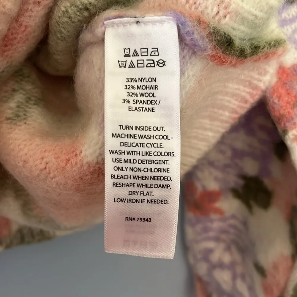 Joie Crewneck Floral Mohair Wool Spring Colorful Pastel Sweater - Image 5