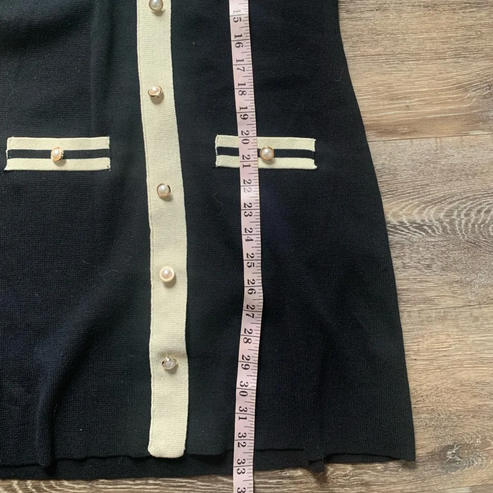 Cider Black Knit Dress with Notched Collar M - Image 8