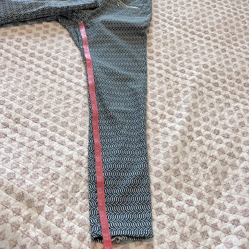 J. McLaughlin Baxter Jean Micro Aegean Link Print Zipper Ankles Navy Blue Size 2 - Image 13