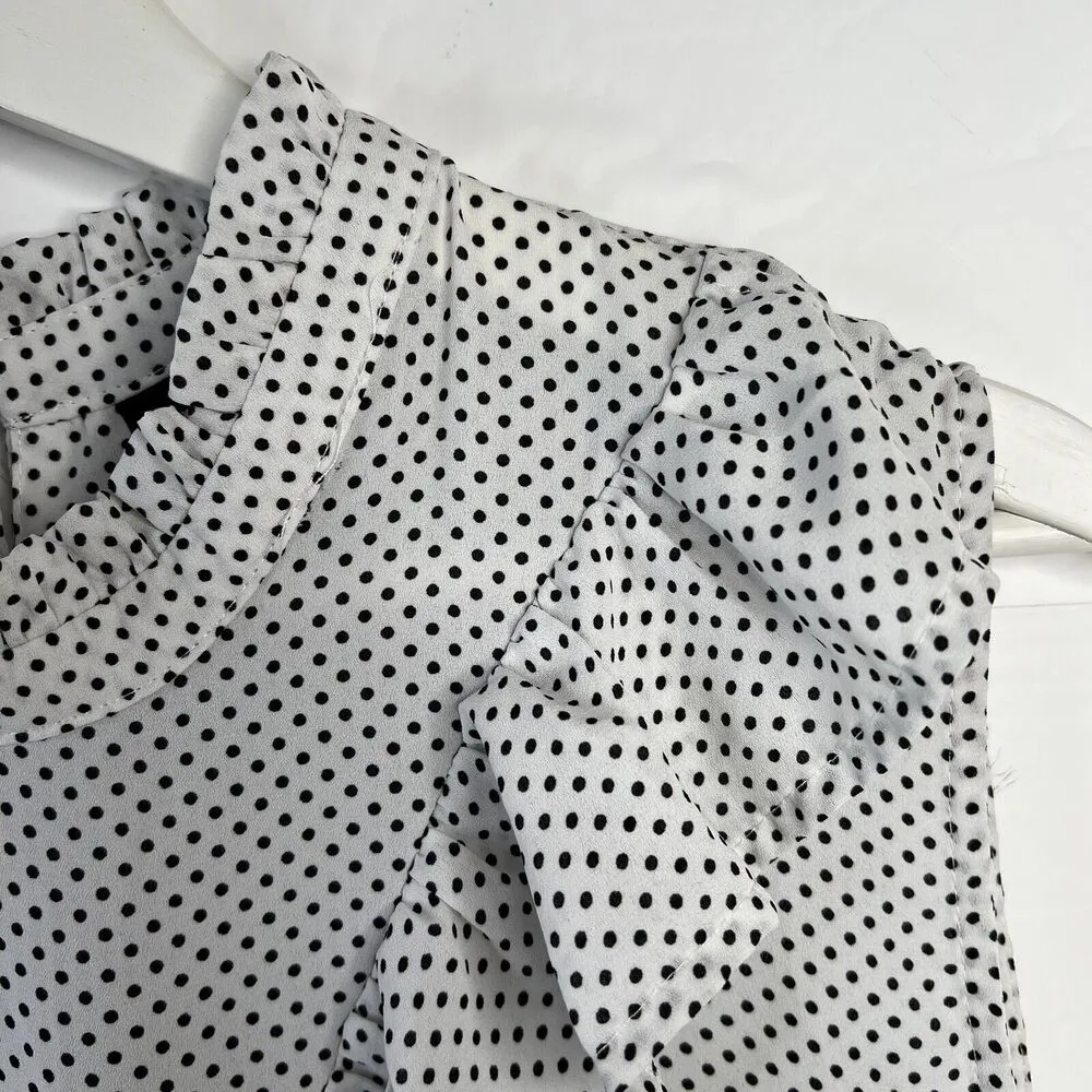 Who What Wear 2X Blouse Top Sleeveless High Neck Polka Dot Ruffle Keyhole Womens - Image 5