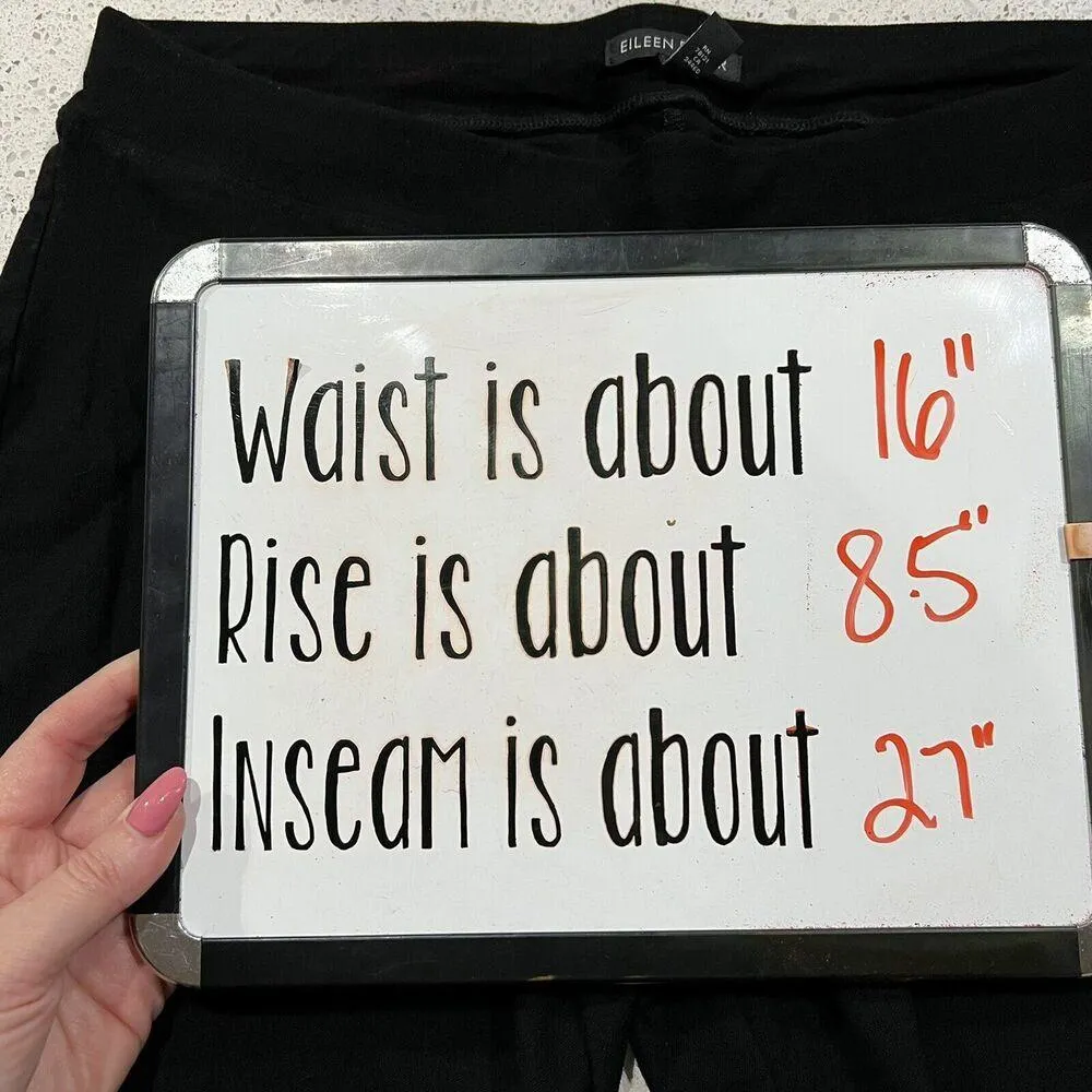 Eileen Fisher Woman’s M Stretch Crepe Ankle Pants Trousers Black Elastic Pull On - Image 9