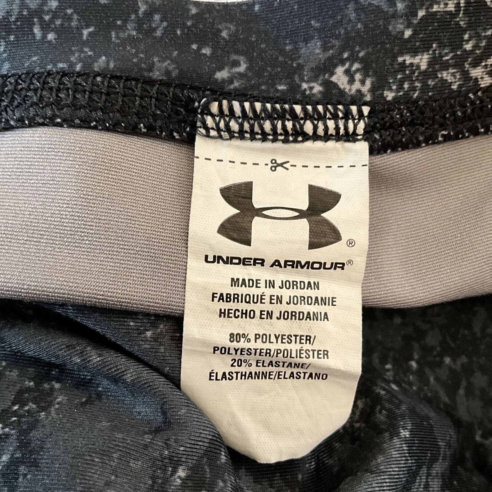 Under Armour‎ Womens Small Black Gray Alpha Printed Crop Leggings Heat Gear Gym - Image 6