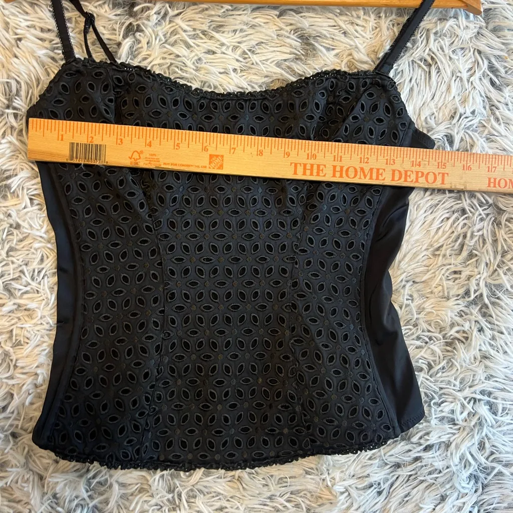 On Gossamer Black Eyelet Bustier Corset‎ Size L - Image 7
