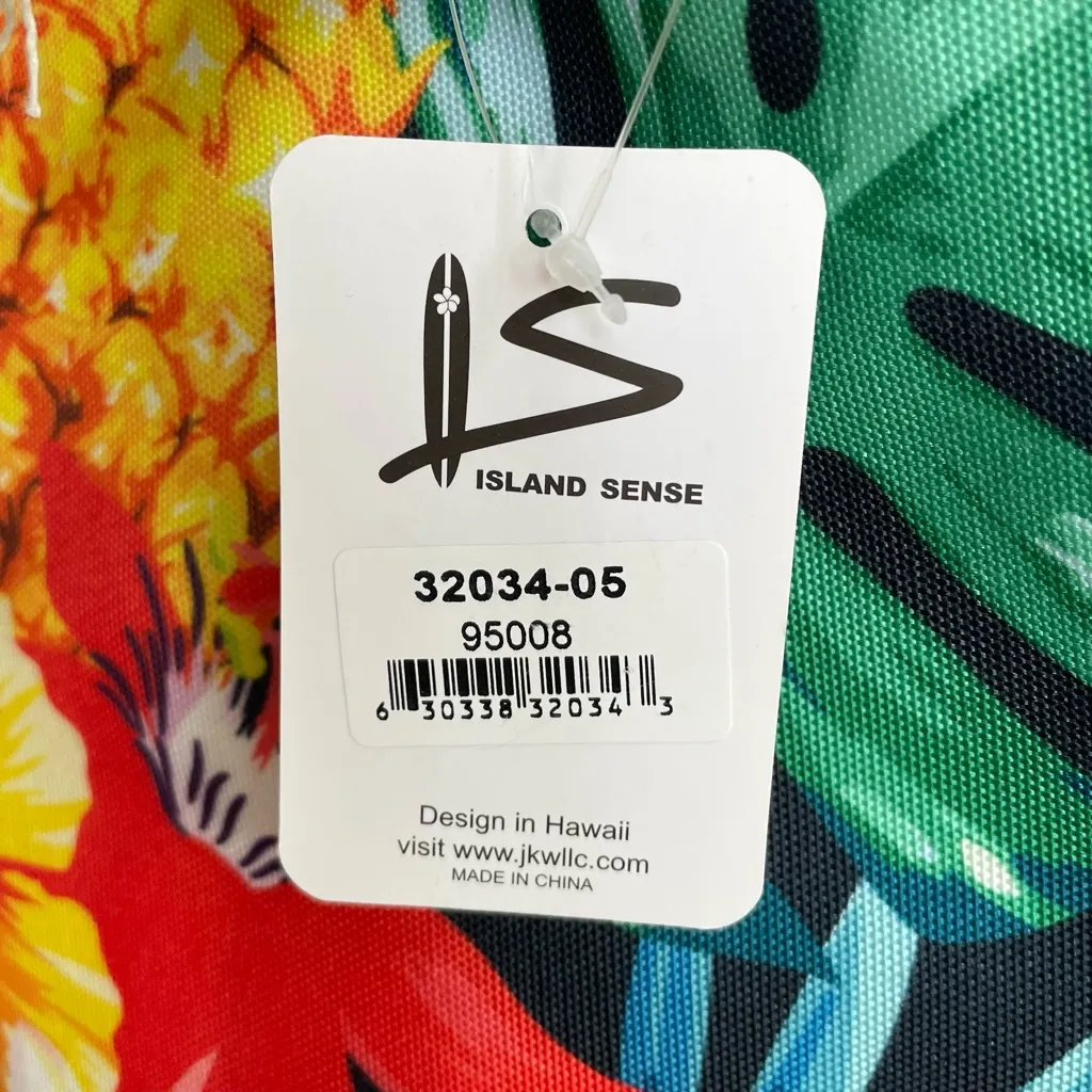 Tropical Island Sense Hawaiian Floral Beach Bag w/Pouch Green - Image 7